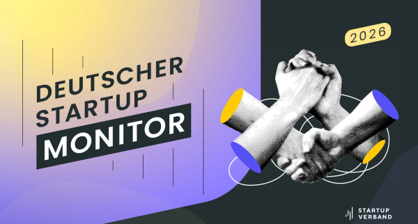 Das Bild zeigt das Titelbild des "Deutscher Startup Monitor" 2026