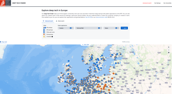 Screenshot Deep tech finder