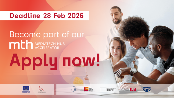 Der MediaTech Hub Potsdam startet in die nächste Runde: Die Bewerbungsphase für die 1. Kohorte des MTH Accelerators 2026 hat begonnen! 