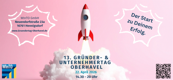 Das Bild zeigt ein Plakat zum Gründer- und Unternehmertag Oberhavel 2026
